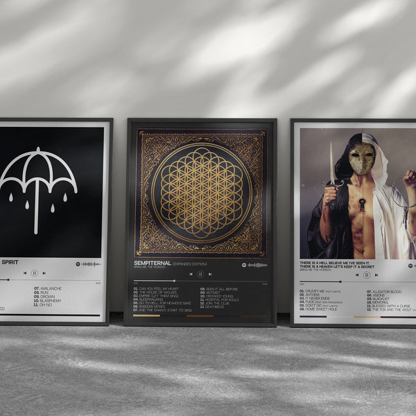 Bring Me The Horizon Wall Art Set, Printable Wall Art, BMTH Minimal Home Decor, Digital Prints, BMTH Room Decor of 3 Posters, Downloadable