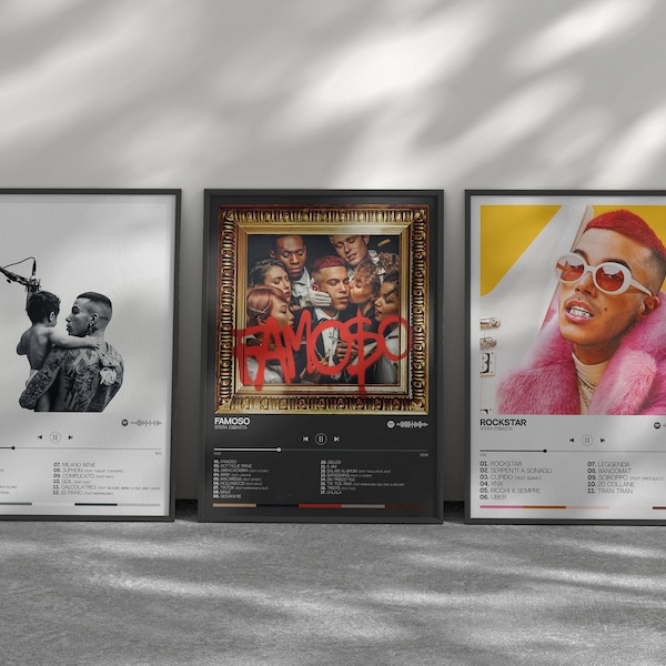Sfera Ebbasta Wall Art Set, afdrukbare muurkunst, Sfera Ebbasta Minimal Home Decor, digitale prints, kamerdecor van 3 posters, downloadbaar