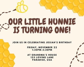 Bee themed birthday invitation