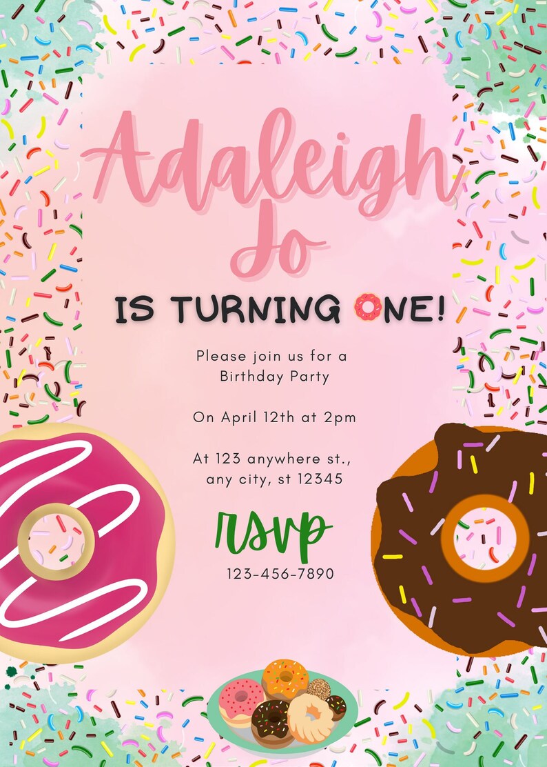 Customizable Donut Invitation for Birthday/Baby Shower image 1