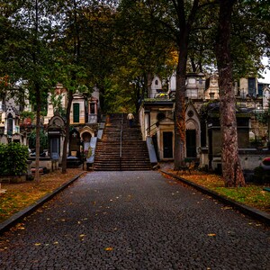 Paris Montmartre Cementerio Calle Edificios Históricos Escaleras Arquitectura Francia Impresiones en Lienzo Papel Fotográfico Arte
