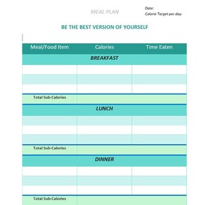 Daily Meal Plan and Calorie Tracker