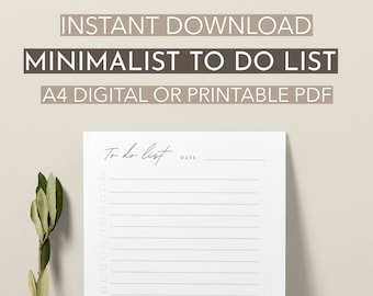 Printable Minimalist to Do List. A4 Size. Instant PDF Download - Etsy