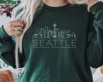 Seattle Sweatshirt, Seattle Washington Tee, Seattle City Skyline shirt, Seattle Travel Sweater,  Seattle Travel Gift, Seattle Souvenir