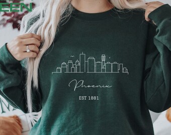 Phoenix Sweatshirt, Phoenix Pullover, City Skyline Sweater, Women Crewneck, Men Hoodie Shirt, Travel Souvenir Gift, Vintage clothing, Comfy