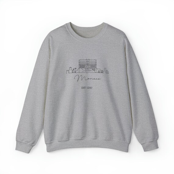 Sweat à Capuche Monaco France Skyline - Paysage Urbain Ligne Art, Souvenir De Voyage, Coupe Classique - 8