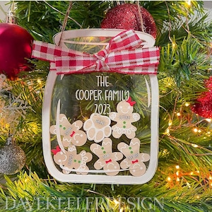 Personalized Christmas Ornament 2023, Cookie Jar Ornament, Family Gift, Family Ornament, Gingerbread Cookies Ornament for Family,3D Ornament