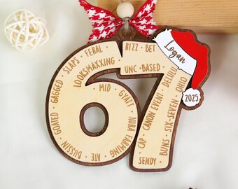 Custom Six Seven Ornament, Teen Slang Ornament, Funny Teenager Ornament, 67 Six Seven Ornament, Gen Z Teenager Tween Ornament, Boy Christmas
