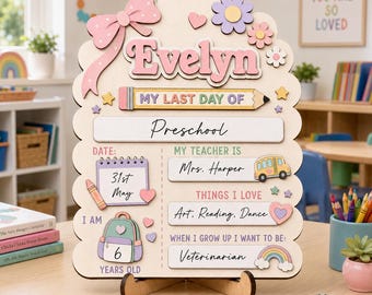 Personalized First + Last Day of School Cloud Sign – Reusable Dry Erase Keepsake