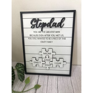 Step Dad Puzzle Sign With Kids Name, Sign for Dad, Birthday, Father's Day Gift For Step Dad, Wall Decor, Gift for Bonus Dad