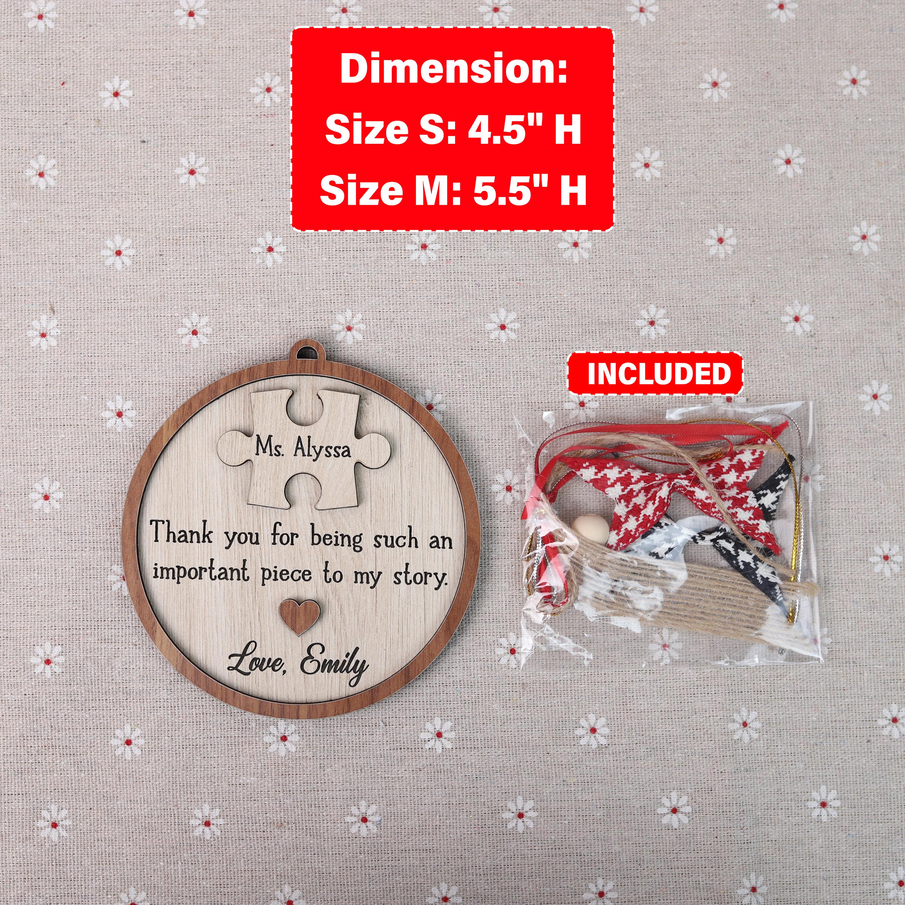 Personalized Teacher Appreciation Ornament: Puzzle Piece Thank You Gift ...