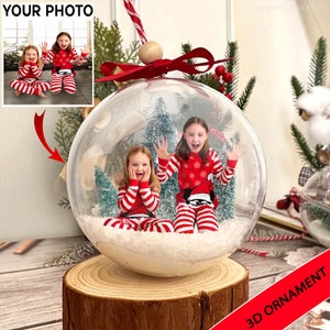 Personalized 3D Snow Globe Christmas Ornament, Custom Photo Gift