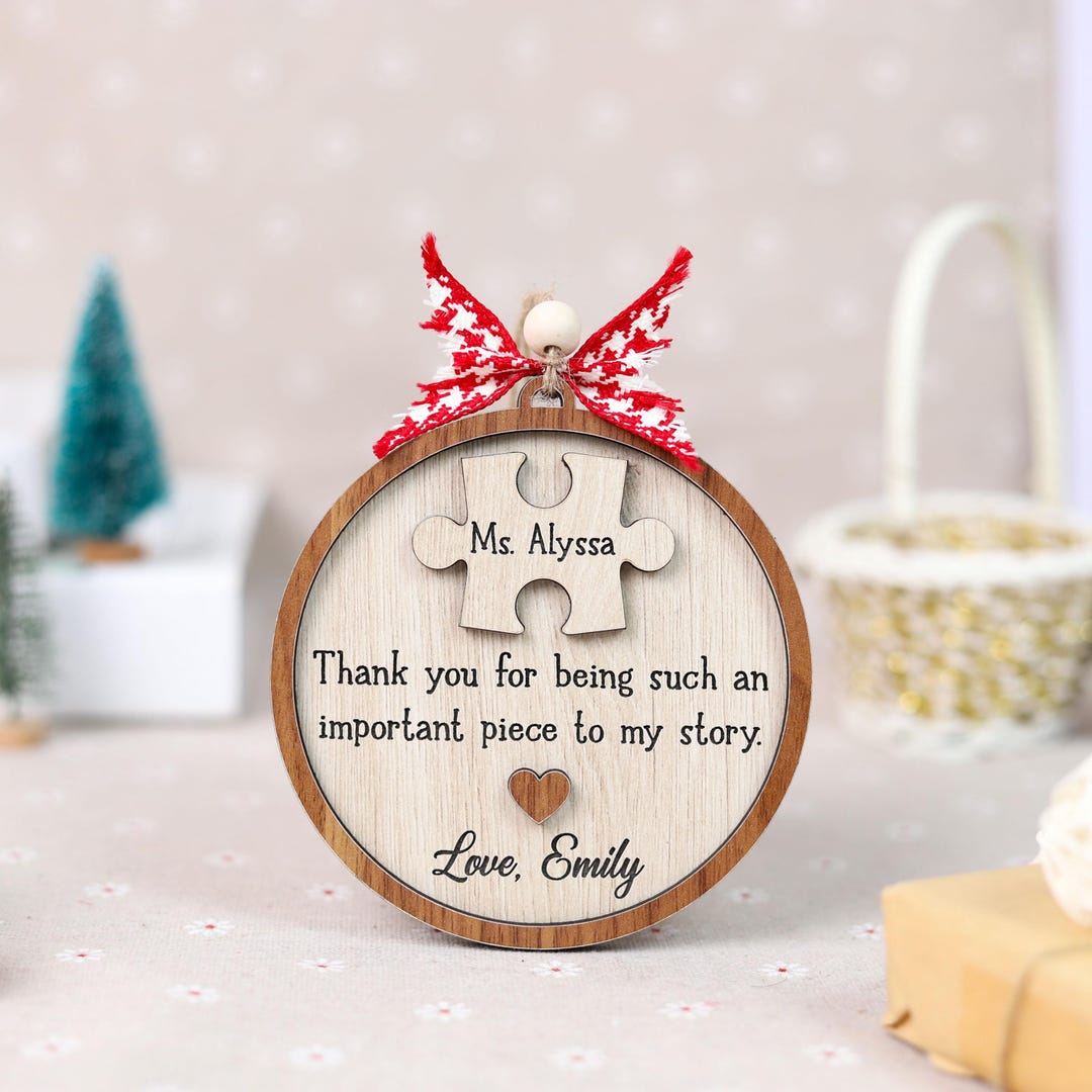 Personalized Teacher Appreciation Ornament: Puzzle Piece Thank You Gift ...