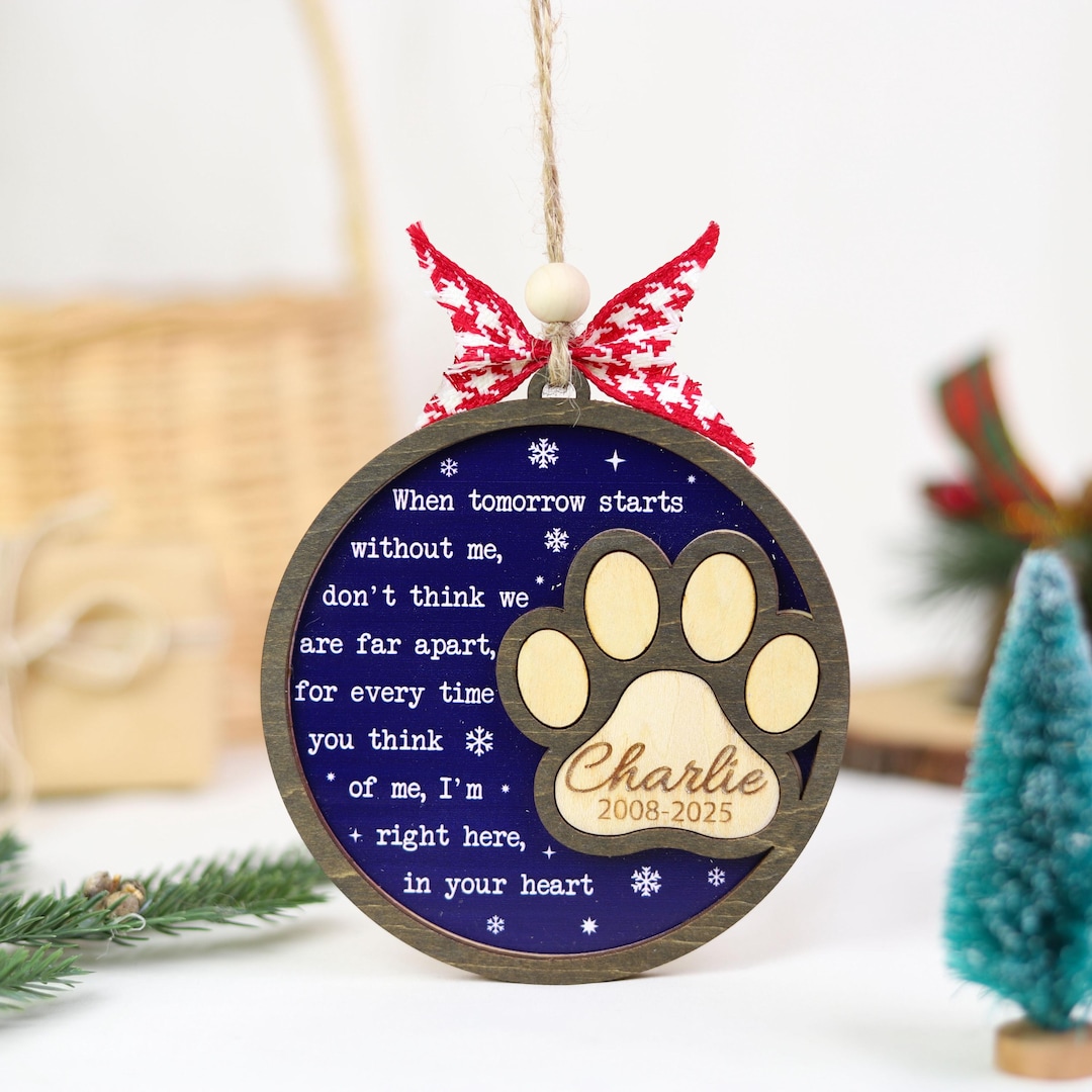 Personalized Pet Memorial Ornament, Dog Loss Sympathy Gift, Custom Paw ...
