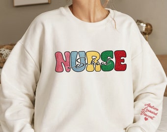 Embroidered Giltter Nurse shirt, Nurse Practitioner, RN Registered Nurse Shirt, CRNA Shirt, Gift for Nurse appreciation, ER Nurse Shirt