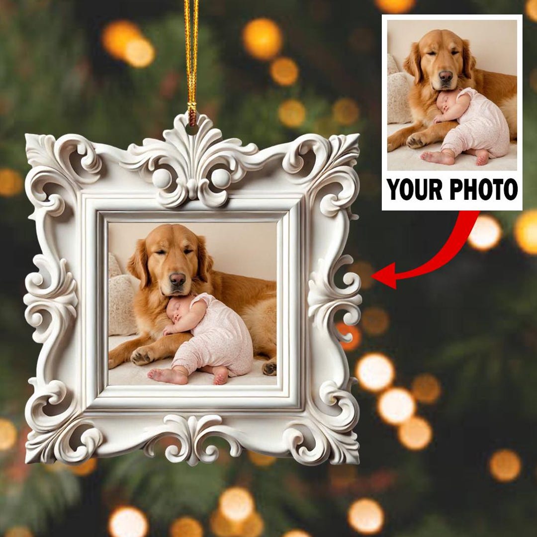 Personalized Puppy Picture Ornament, Custom Dog Ornament, Christmas