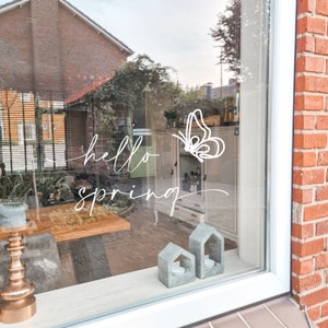 Window Cling Hello Spring Butterfly | Spring Window Decoration | Window Decals | Window Decoration