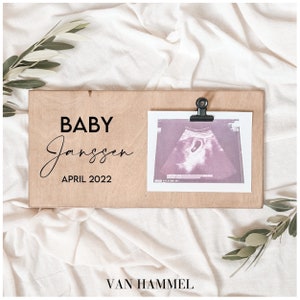 Zwangerschapsaankondiging | Echoplankje | Zwangerschap Bekendmaken | Zwanger | Gepersonaliseerd Cadeau | Baby "Achternaam"