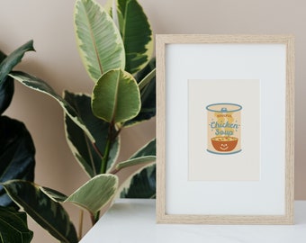 Retro digital print, vintage print, 70s print, DIGITAL DOWNLOAD, food print, printable, groovy print