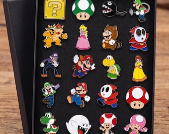 Princess Peach Gaming Pin Super Mario Funny Enamel Pin Set Gaming Lovers Video Game Pins Kawaii Lapel Pins Ita Bag Pin Gaming Gift Set