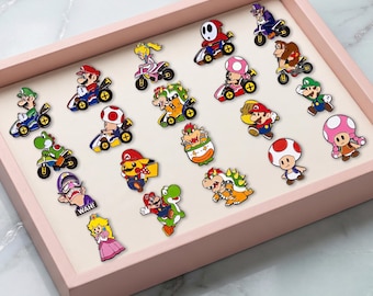 Super Mario Kart Gaming Pin Mario Bros Cute Enamel Pin Set Gaming Lovers Video Game Pins Kawaii Lapel Pins Ita Bag Pin Gaming Gift Set