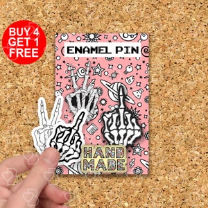 Middle Finger Skeleton Punk Pins Punk Gift For Her Funny Enamel Pin Cute Pins For Backpacks Pins For Jeans Witch Lapel Pin Enamel Pin Set