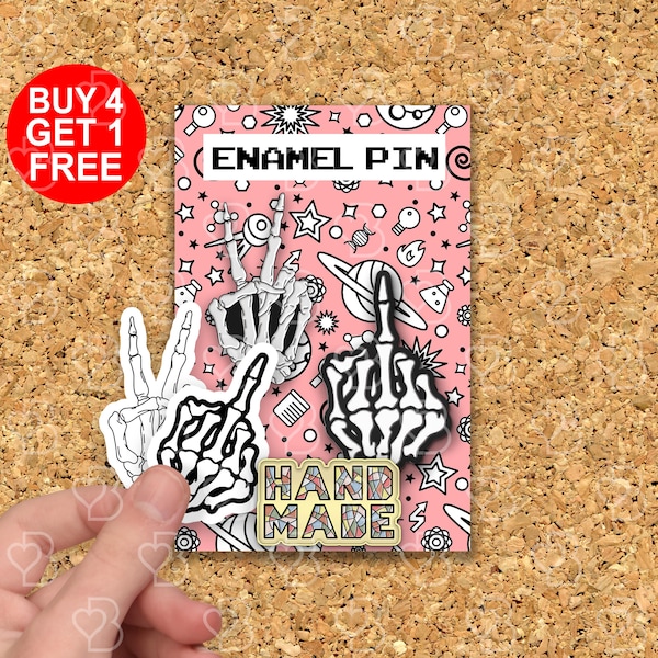 Middle Finger Skeleton Punk Pins Punk Gift For Her Funny Enamel Pin Cute Pins For Backpacks Pins For Jeans Witch Lapel Pin Enamel Pin Set