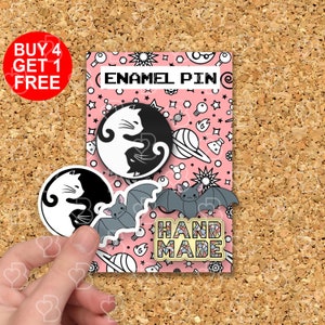 Épinglettes chat Yin Yang, cadeaux pour personne