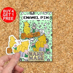 Classic Pooh Bear Books Enamel Pin Books Lovers Gifts Funny Enamel Pin Kawaii Pins Enamel Jacket Enamel Pin Cartoon Animal Pin Set