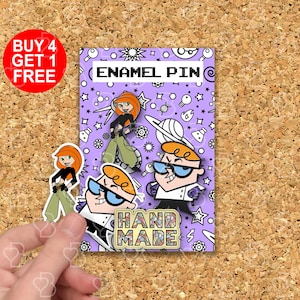 Dexter Scientist Funny Enamel Pin Anime Lovers Gift Enamel Pin Set Funny Kawaii Pin Set Collar Enamel Pins Enamel Pin Gift Set