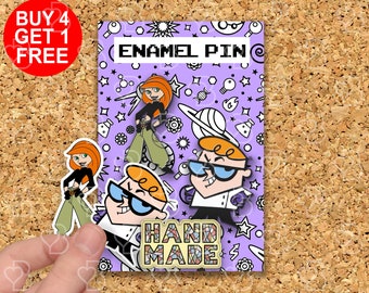 Dexter Scientist Funny Enamel Pin Anime Lovers Gift Enamel Pin Set Funny Kawaii Pin Set Collar Enamel Pins Enamel Pin Gift Set