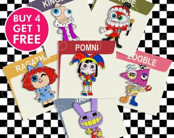 Pomni And Caine Enamel Pin Collection In Black Nickel - 6 Designs Available