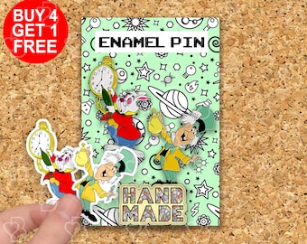 Wonderland Alice Rabbit Enamel Pins Book Lovers Gift Enamel Pin Set Funny Cute Enamel Pins Set Kawaii Backpack Pin Cute Anime Pins Pin Set