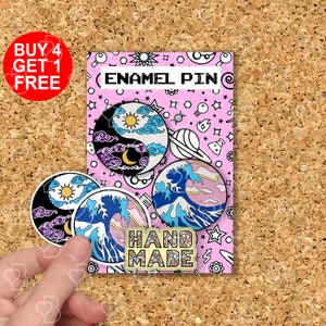 Épingle d'inspiration grande vague Kanagawa cadeau épingles yin yang épingles drôles kawaii mignon épinglette veste épingles émail mignon sac épingles épingles émail ensemble mignon