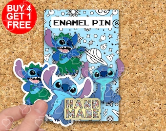 Stitch Hula Ohana Bear Pin Anime Animal Gift Funny Enamel Pin Kawaii Animal Pin Bag Pins Kawaii Cartoon Animal Pin Pin Set Funny
