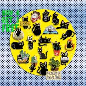 Cute Cat Enamel Pins Gift Set Black Cat Enamel Pin Cat Person Gifts Cute Cat Pin Set Kawaii Backpack Pin Collar Enamel Pins Jeans Enamel Pin