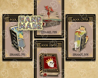 Books Dragon Enamel Pin Cute Enamel Pin Set Books Enamel Pin Literary Lovers Gift Quote Enamel Pin Collar Enamel Pins Bag Pins Kawaii