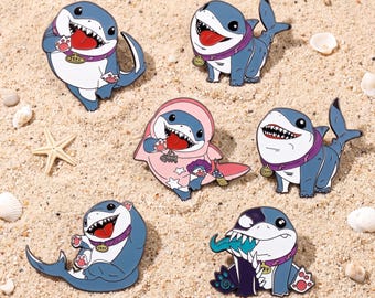 Jeff Land Shark Gaming Pin Superheroes Funny Enamel Pin Set Gaming Lovers Video Game Pins Kawaii Lapel Pins Ita Bag Pin Gaming Gift Set