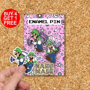 Super Mario Luigi Gaming Enamel Pins Gaming Gift For Him Enamel Pins Funny Backpack Lapel Pin Cute Pins Anime Cute Enamel Pins Set
