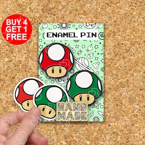 Épingle champignon Super Mario, cadeaux de jeu amusants Épingles drôles Épingles drôles en émail Épingle émaillée mignonne Jeans émail dur Épingle anime épinglette émaillé mignon