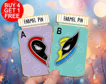 Deadpool Wolverine Enamel Pins Gift Set Meme Enamel Pins Superheroes Gift Popular Pin Funny Pins Set Jeans Enamel Pins Backpack Pins Set