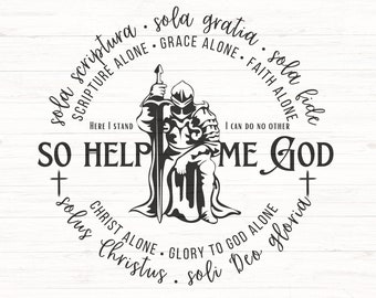 Five Solas SVG PNG, Reformed Theology, Sola Scriptura, Sola Fide, Sola Gratia, Solus Christus, Soli Deo Gloria, Silhouette & Cricut cut file