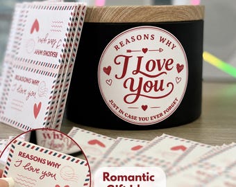 Reasons Why I Love You Jar Romantic Gift For Him Anniversary Gift For Her Birthday present for Boyfriend 1 year Anniversary Unique keepsake