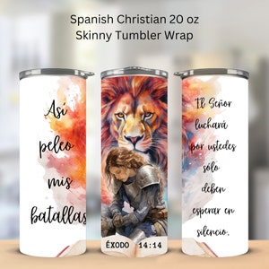 Asi peleo mis batallas Spanish Christian 20 oz Skinny Tumbler Wrap Bible Verse Sublimation Design Faith Religious Tumbler Template Cristiano