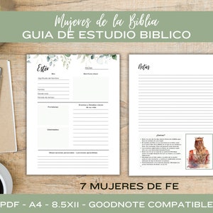 Diario Mujeres de la Biblia Guia de Estudio y Oracion, Digital Spanish Daily Devotional, Diario de Gratitud, Bible Journal PDF & GoodNotes