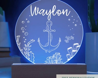 Ocean Theme Nursery Night Light Custom Name Baby Night Light Baby Shower Boy Nursery gift Ocean Nursery Beach Adventure Nautical Nursery.