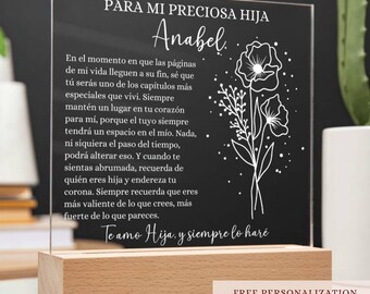 Regalo Personalizado Para Hija Regalo de Cumpleaños Regalo de Graduacion Going Away Gift for Daughter Acrylic Night Light Quinceañera Gift