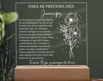Regalo Personalizado Para Hija Lampara Con Mensaje de Amor Padre a Hija Eres Mi Mayor Tesoro Madre a Hija Regalo de Cumpleanos para Hija