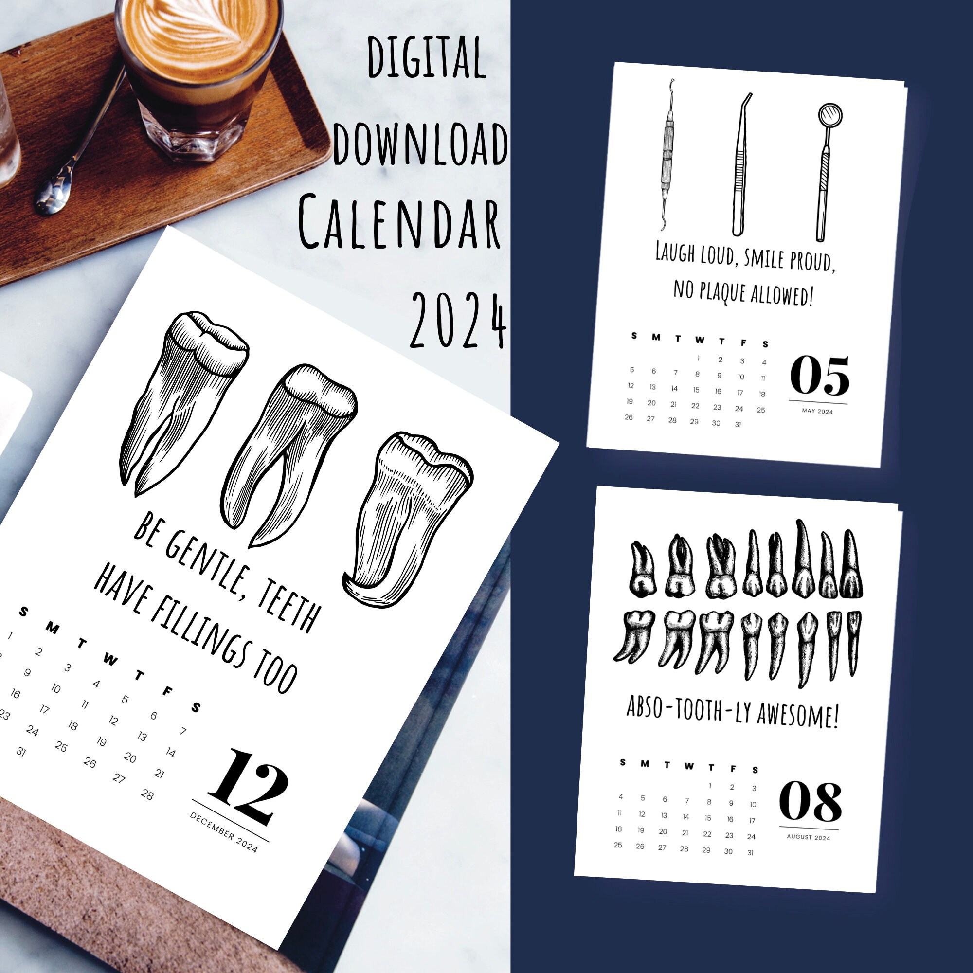 printable-funny-dental-office-wall-calendar-2024-dentist-graduation-gift-dental-assistant-appreciation-gift-dental-art-printable-calendar-etsy