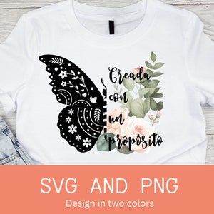Creada con un Propósito Spanish SVG & PNG, Frases Cristianas SVG, Frases religiosas svg, Spanish Bible Verse png svg for tshirts mugs gifts
